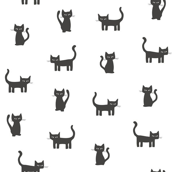 Manhattan Comfort Hazebrouck Delia Black Kitty 33 ft L X 209 in W Wallpaper BR4060-138928